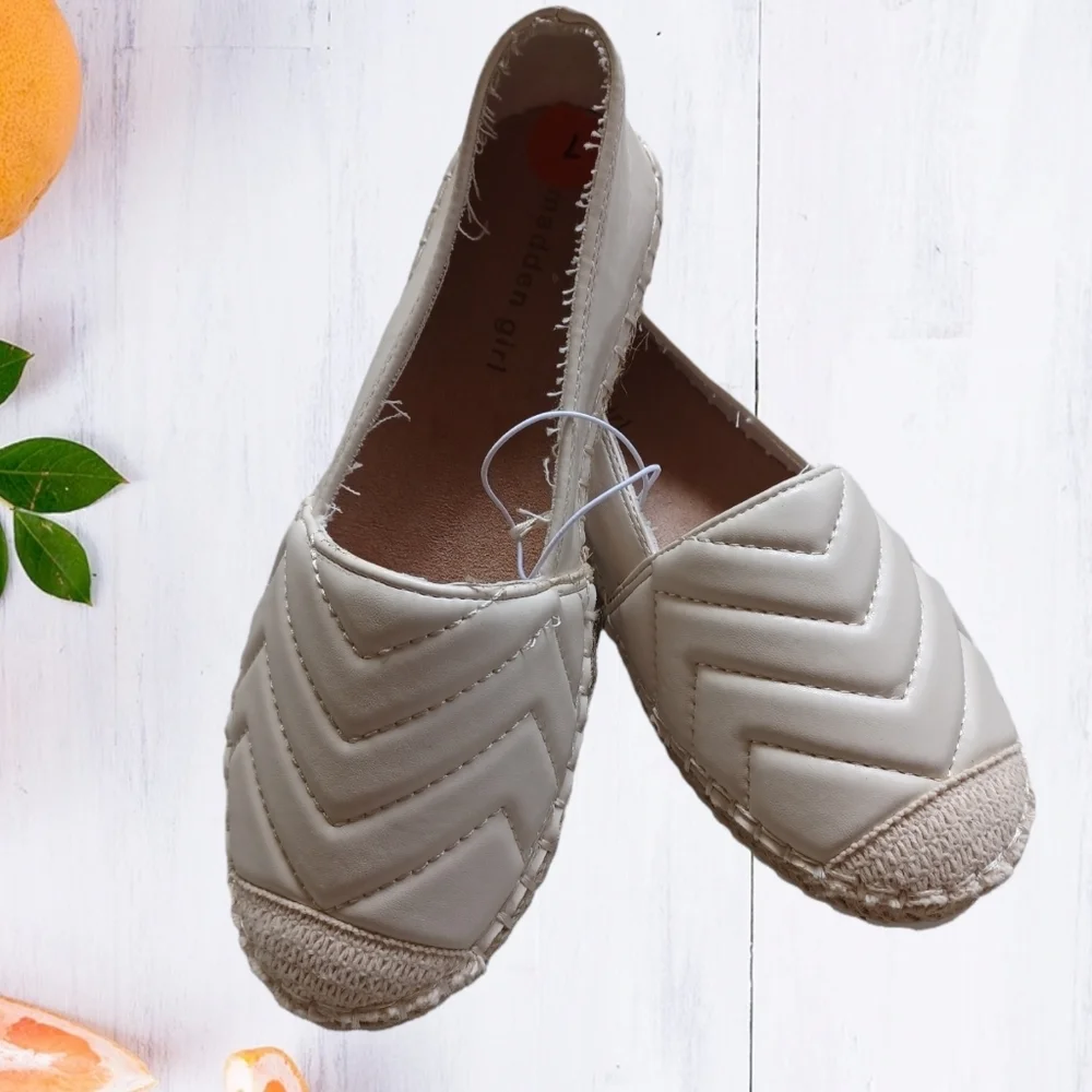 🌞Nwt Madden Girl Cream Cushion Flat Espadrilles Shoes Sz 7